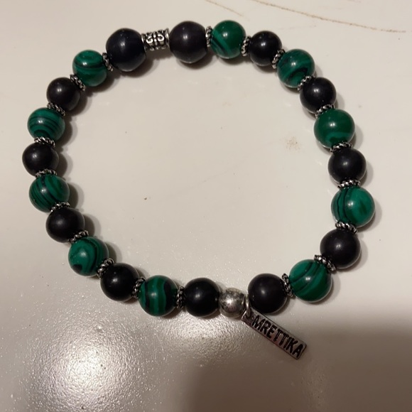 Pair of Men’s Malachite and Silver Bracelets - Picture 6 of 8